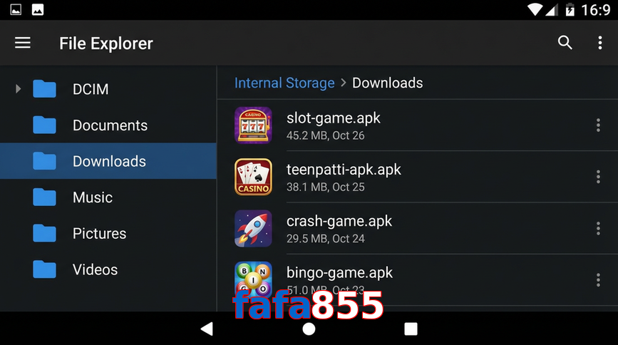 Main screen of Fafa855 gameapk page for PK players
