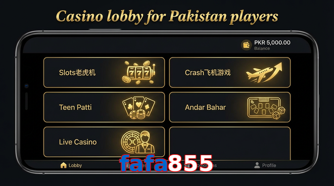 Lobby view of Fafa855 for Pakistan users
